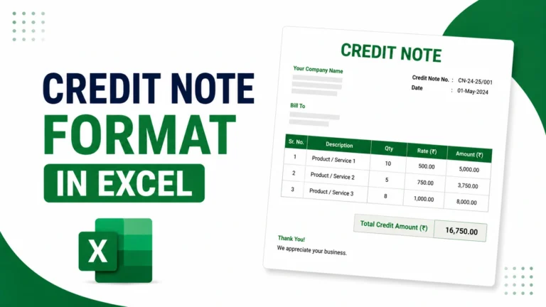Credit Note Format in Excel Under GST