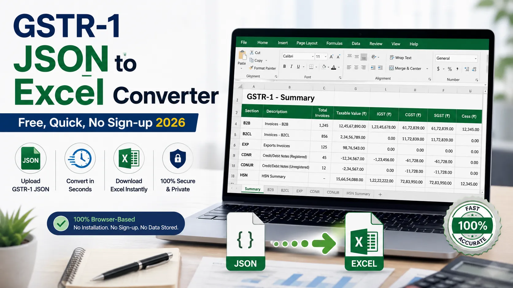 GSTR 1 JSON to Excel Converter