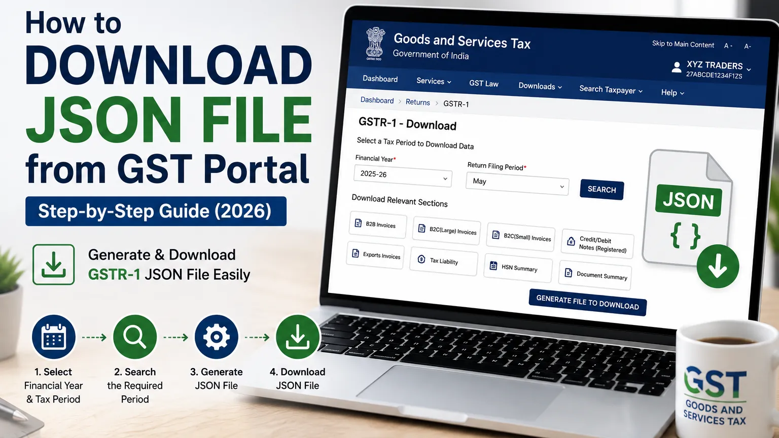 How to Download JSON File from GST Portal