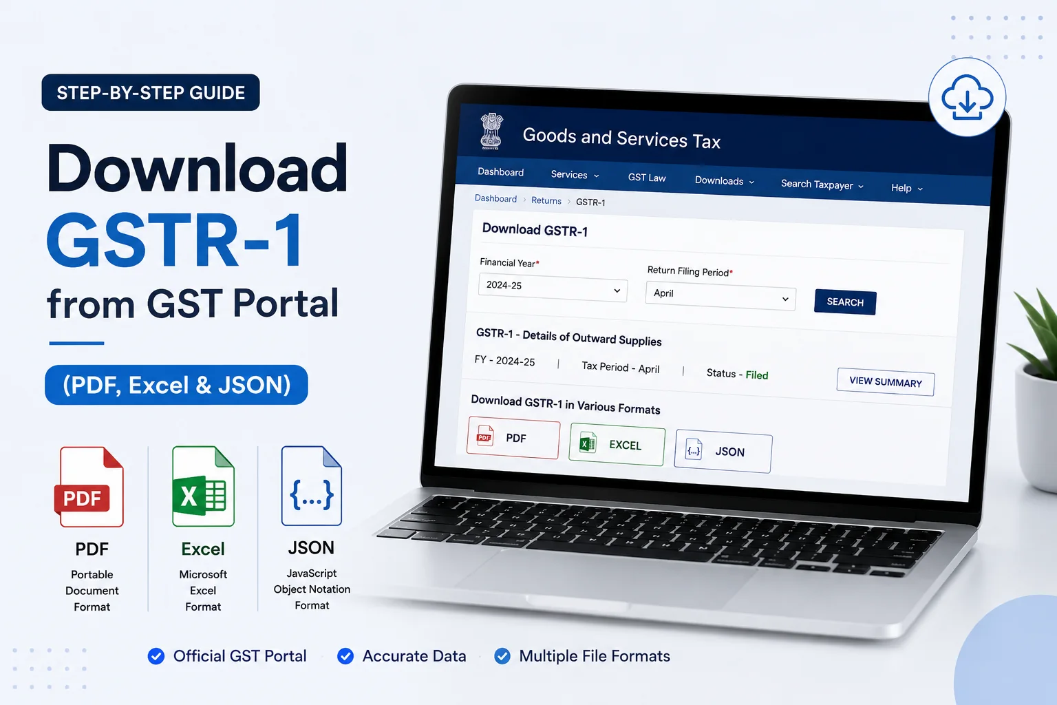 How to Download GSTR-1 from GST Portal (PDF, Excel & JSON)