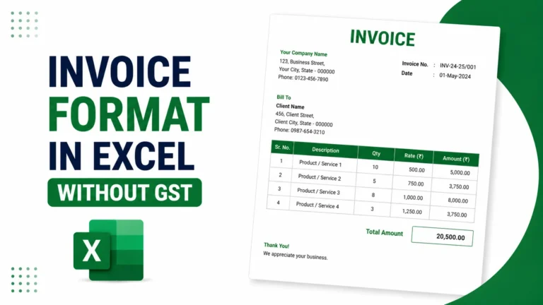 Invoice Format in Excel Without GST
